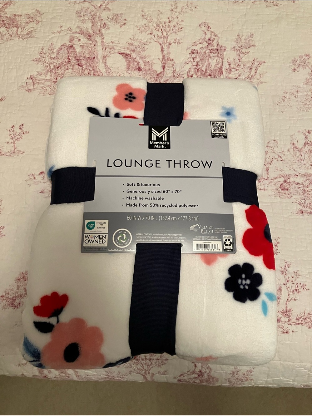 Americana Floral Plush Fleece Throw Blanket